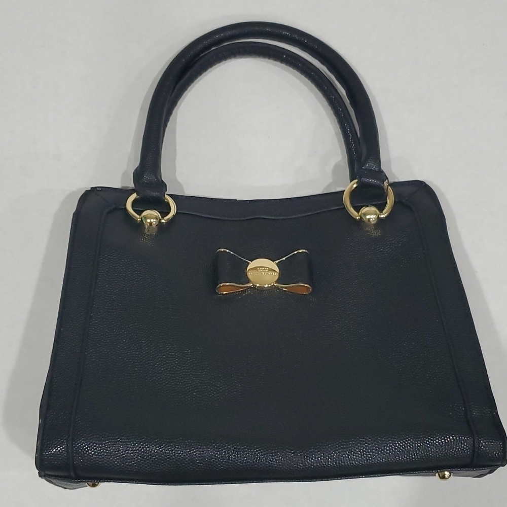 Lulu by Lulu Guiness Black Pebble Vinyl Bow Handbag